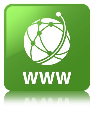 Www (küresel ağ simgesini) yumuşak yeşil kare düğme