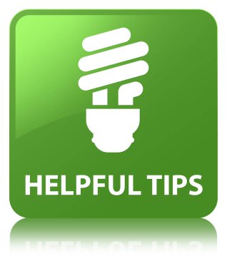 Yararlı ipuçları (ampul simgesi) yumuşak yeşil kare düğme