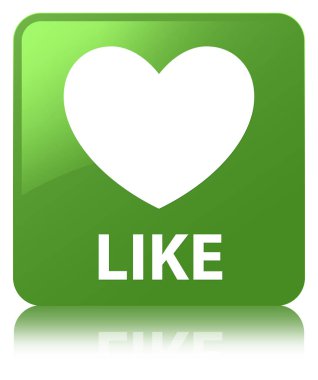 (Kalp simgesi) yumuşak yeşil kare düğme gibi