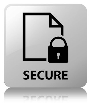 (Belge sayfa asma kilit simgesi) güvenli beyaz kare düğme