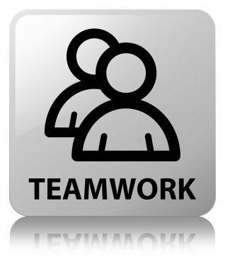 Ekip çalışması (grup simgesi) beyaz kare düğme