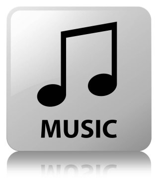 Müzik (tune simgesi) beyaz kare düğme