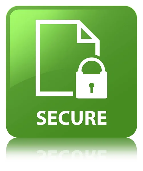Secure (document page padlock icon) soft green square button — Stock Photo, Image