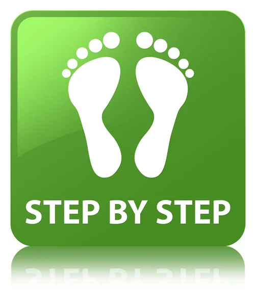 Schritt für Schritt (Fußabdruck-Symbol) weicher grüner quadratischer Knopf — Stockfoto