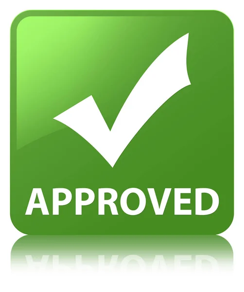 Approved (validate icon) soft green square button — Stock Photo, Image