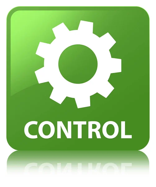 Controle (ícone de configurações) botão quadrado verde suave — Fotografia de Stock