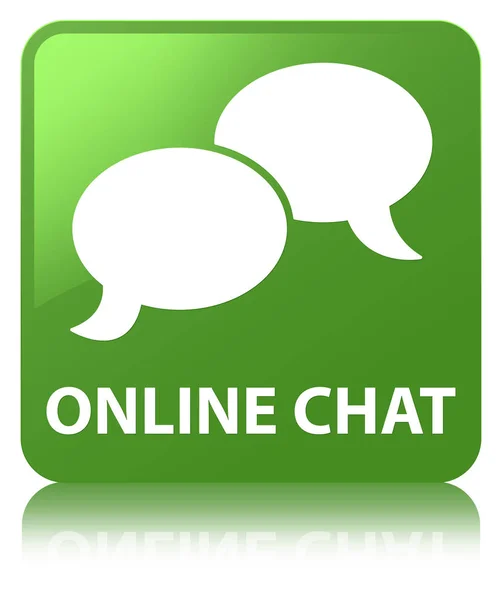 On-line chat měkký zelený čtvercové tlačítko — Stock fotografie