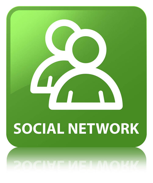 Social network (group icon) soft green square button