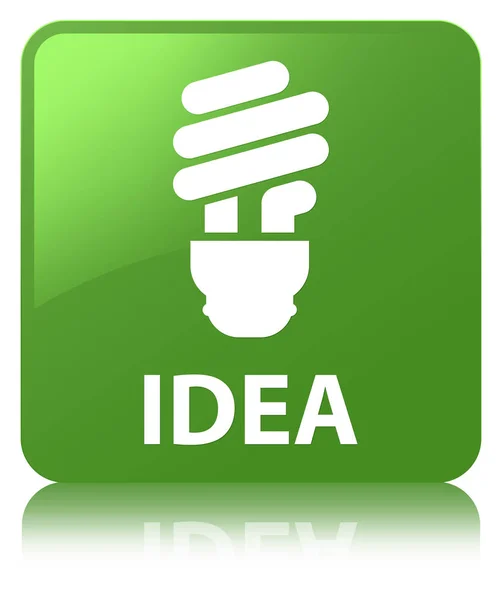 Pomysł (ikona żarówki) miękki zielony przycisk kwadratowy — Zdjęcie stockowe