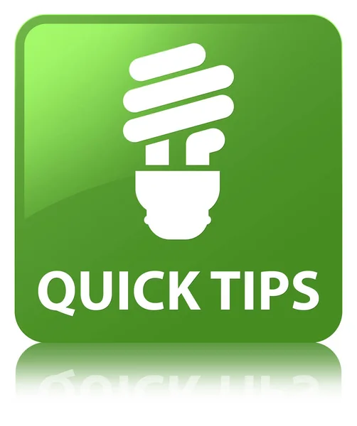 Quick tips (bulb icon) soft green square button