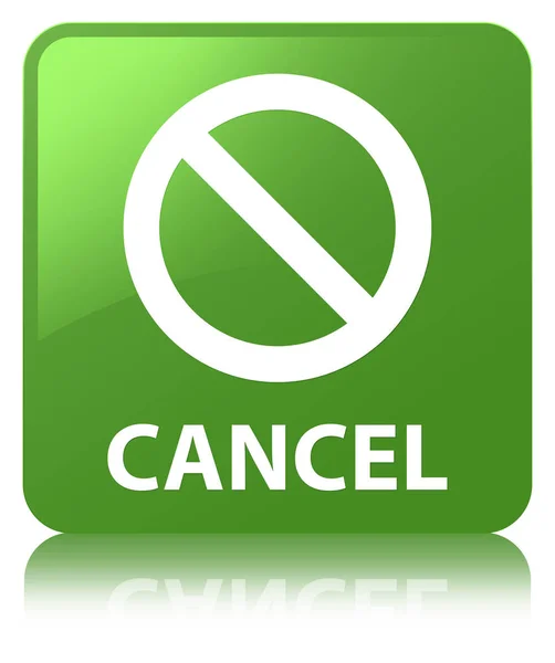 Cancelar (ícone de sinal de proibição) botão quadrado verde suave — Fotografia de Stock