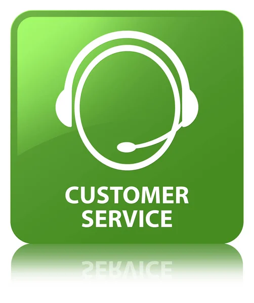 Πελάτης υπηρεσία (εικονίδιο φροντίδα πελατών) μαλακό πράσινο τετράγωνο κουμπί — Φωτογραφία Αρχείου