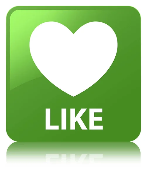 (심장 아이콘) 부드러운 녹색 사각형 버튼 처럼 — 스톡 사진
