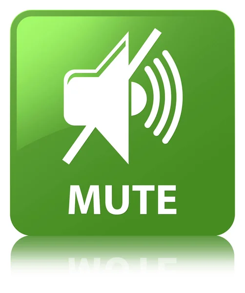 Měkký zelený čtvercové tlačítko Mute — Stock fotografie