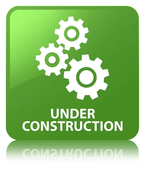 Under construction (gears icon) soft green square button — Stock Photo, Image