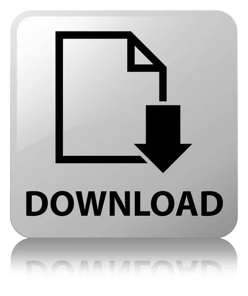Baixar (ícone do documento) botão quadrado branco — Fotografia de Stock