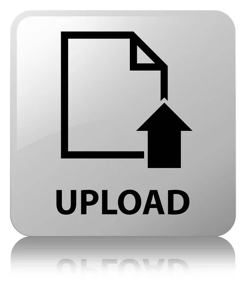Upload (documentpictogram) witte vierkante knop — Stockfoto