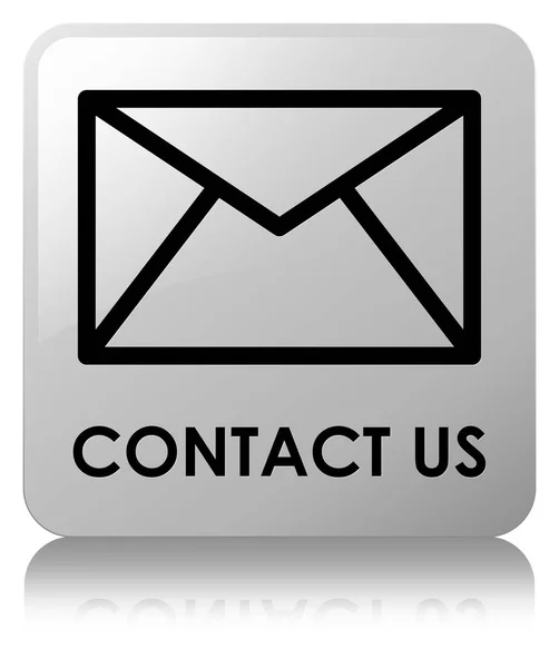 Kontakt (e-mail ikona) biały przycisk kwadratowy — Zdjęcie stockowe