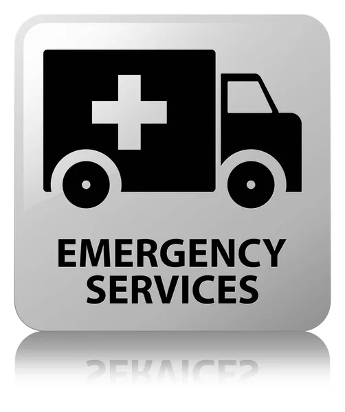 Servicios de emergencia botón cuadrado blanco — Foto de Stock