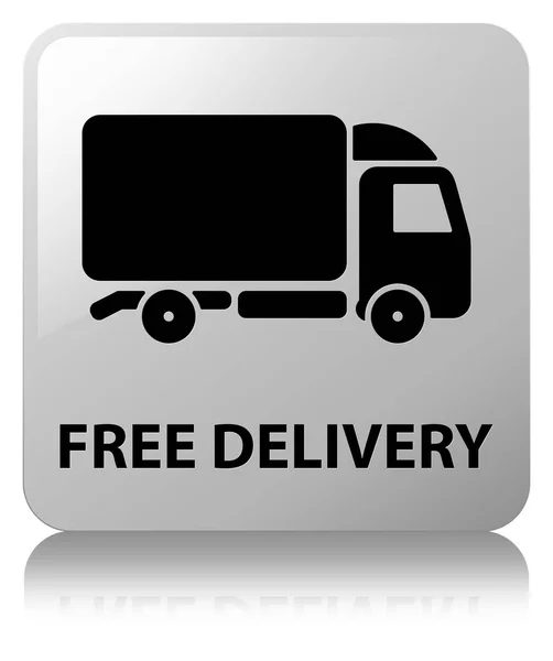 Free delivery white square button — Stock Photo, Image