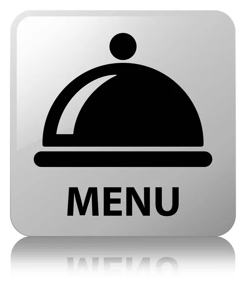 Menu (ícone prato de comida) botão quadrado branco — Fotografia de Stock