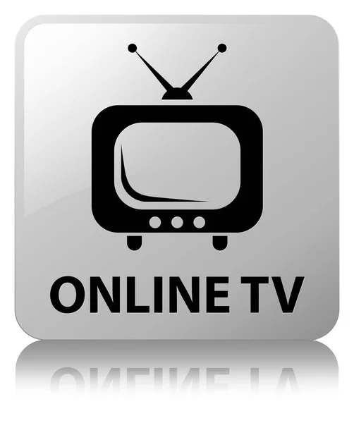 Online tv white square button — Stock Photo, Image