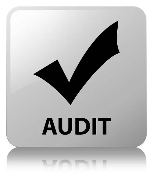 Audit (Symbol validieren) weiße quadratische Taste — Stockfoto