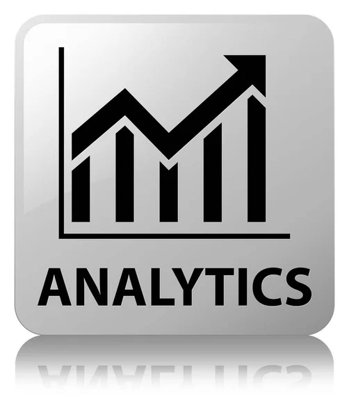 Przycisk □ Analytics (statystyki ikona) biały — Zdjęcie stockowe