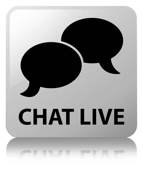 Chat live white square button — Stock Photo, Image