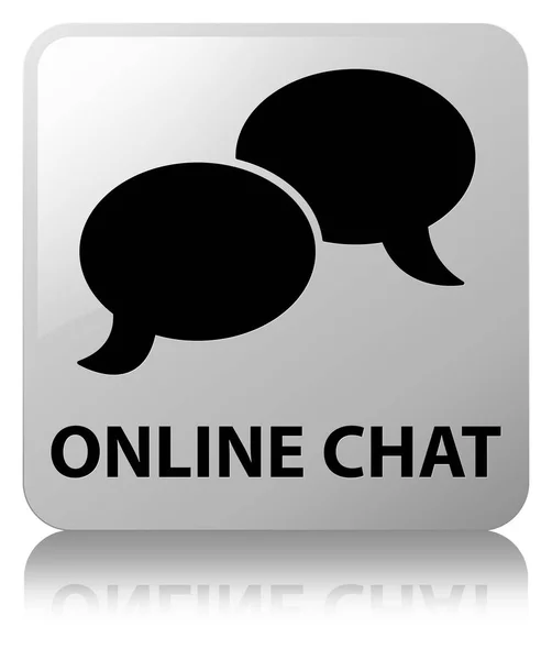 Chat en línea blanco botón cuadrado —  Fotos de Stock