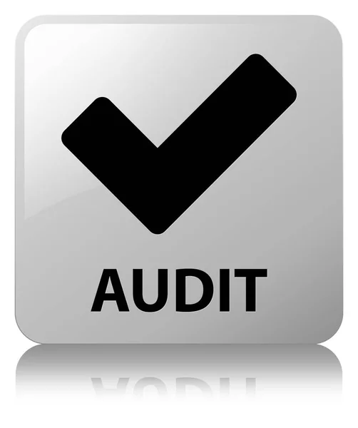 Auditoría (validar icono) botón cuadrado blanco — Foto de Stock