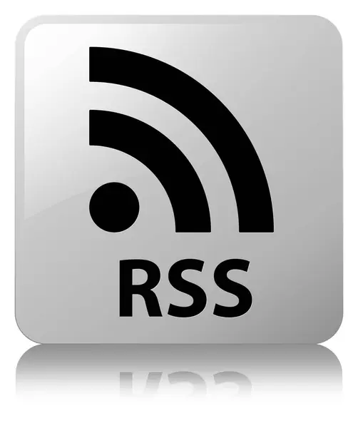 Белая кнопка RSS — стоковое фото