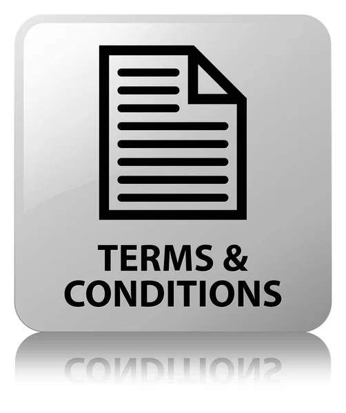 Terms and conditions (page icon) white square button — Stock Photo, Image