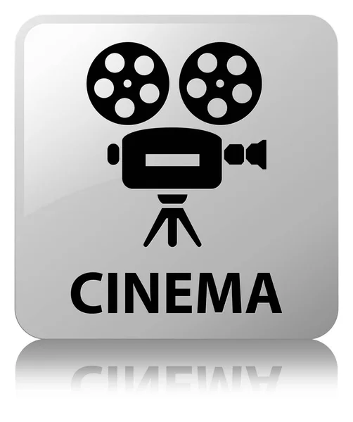 Κινηματογράφος (εικονίδιο της βιντεοκάμερας) λευκό τετράγωνο κουμπί — Φωτογραφία Αρχείου