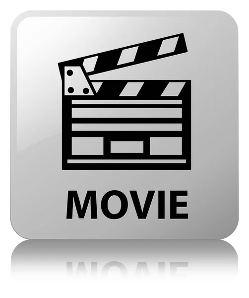 Film (cinema clip pictogram) witte vierkante knop — Stockfoto