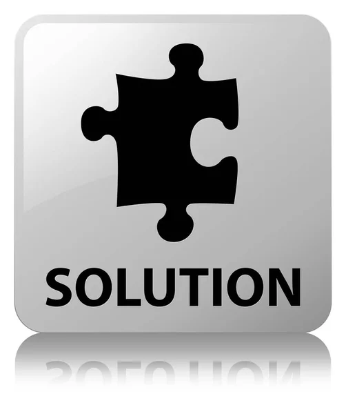 Lösung (Puzzle-Symbol) weißer quadratischer Knopf — Stockfoto