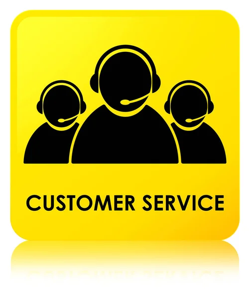 Ügyfél szolgáltatás (csapat ikon) sárga négyzet gomb — Stock Fotó