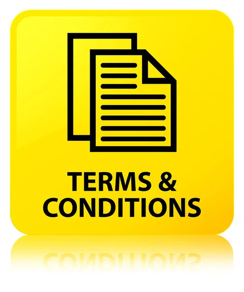 Términos y condiciones (icono de páginas) botón cuadrado amarillo — Foto de Stock