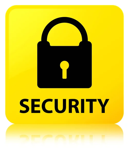 Security (padlock icon) yellow square button — Stock Photo, Image