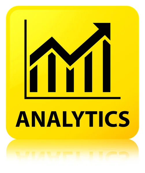 Analytics (pictograma statistică) buton pătrat galben — Fotografie, imagine de stoc