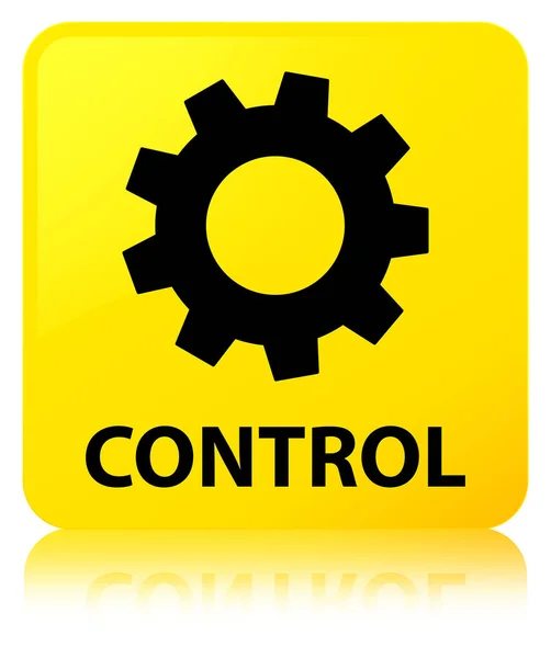 Ellenőrzés (beállítások ikon) sárga négyzet gomb — Stock Fotó