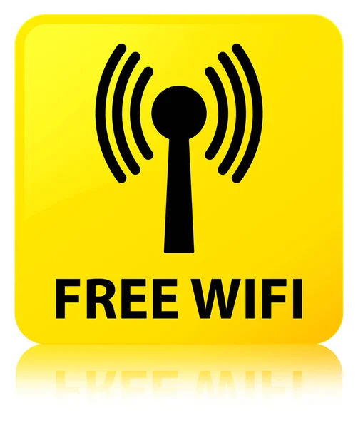 Wifi gratuit (réseau wlan) bouton carré jaune — Photo