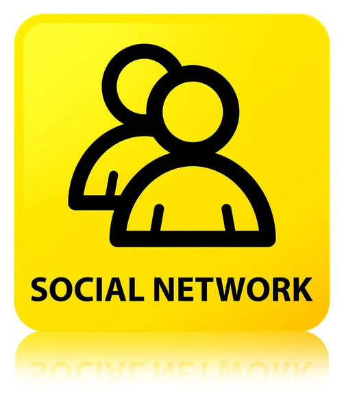 Social network (icona del gruppo) pulsante quadrato giallo — Foto Stock