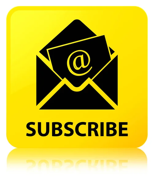 订阅 （通讯电子邮件图标） 黄色方形按钮 — 图库照片