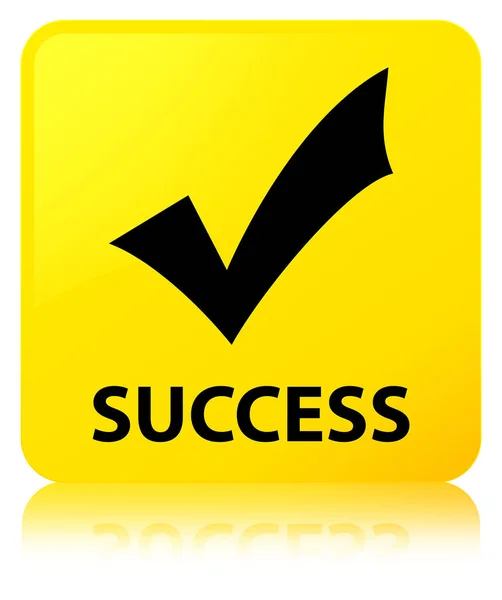 Успіх (перевірена піктограма) жовта кнопка квадрата — стокове фото