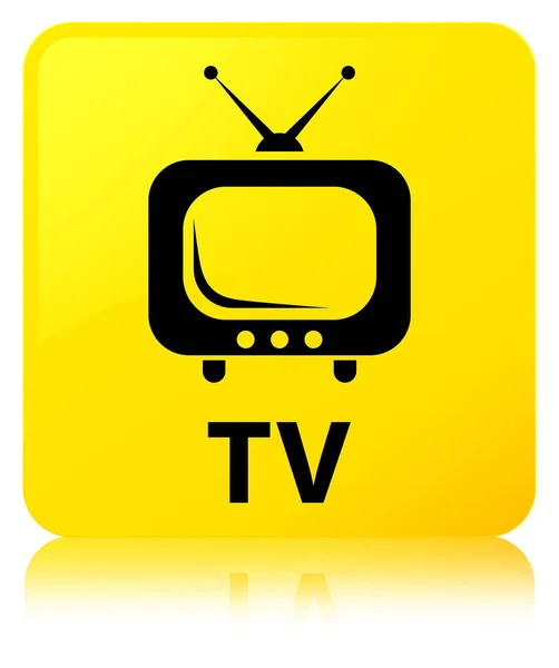 TV botão quadrado amarelo — Fotografia de Stock