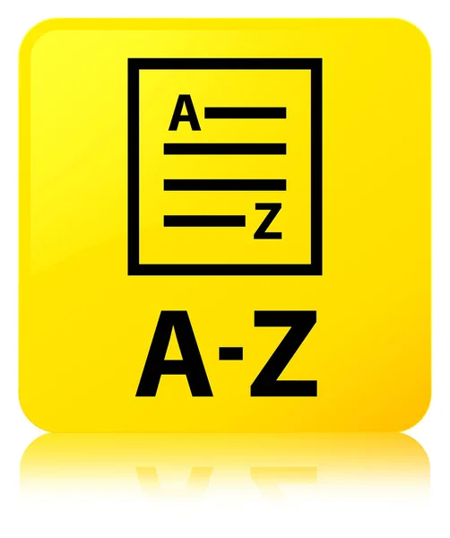 A-Z (ícone de página de lista) botão quadrado amarelo — Fotografia de Stock