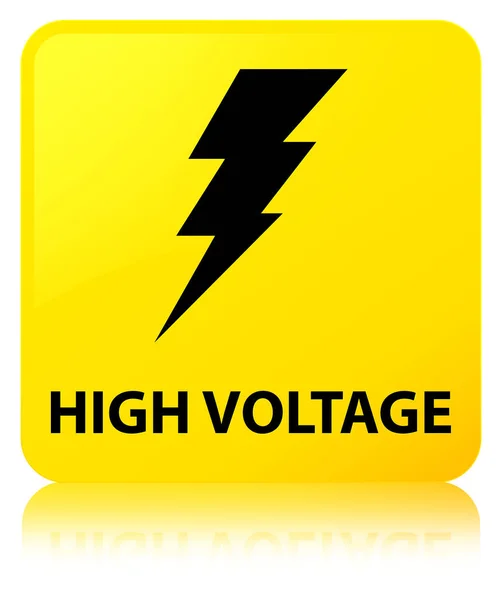 Υψηλής τάσης (ηλεκτρικής ενέργειας εικονίδιο) κίτρινο τετράγωνο κουμπί — Φωτογραφία Αρχείου