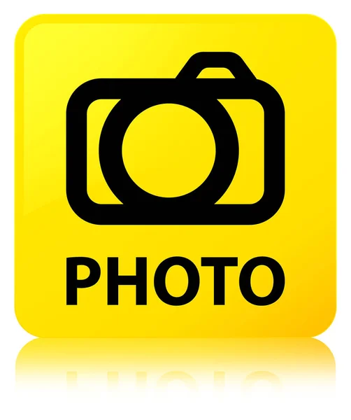 Foto (Kamera-Symbol) gelber quadratischer Knopf — Stockfoto