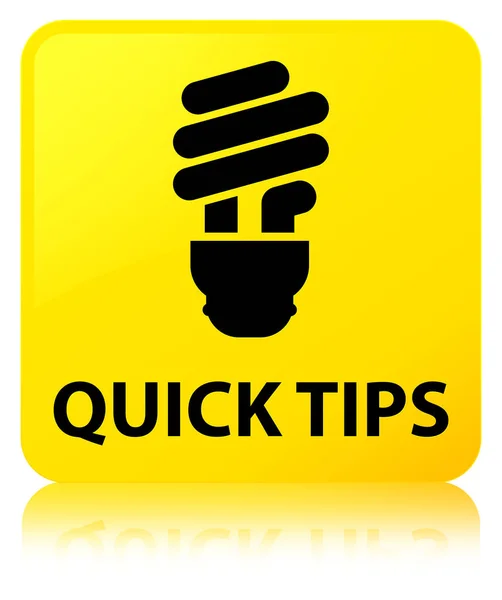 Dicas rápidas (ícone da lâmpada) botão quadrado amarelo — Fotografia de Stock